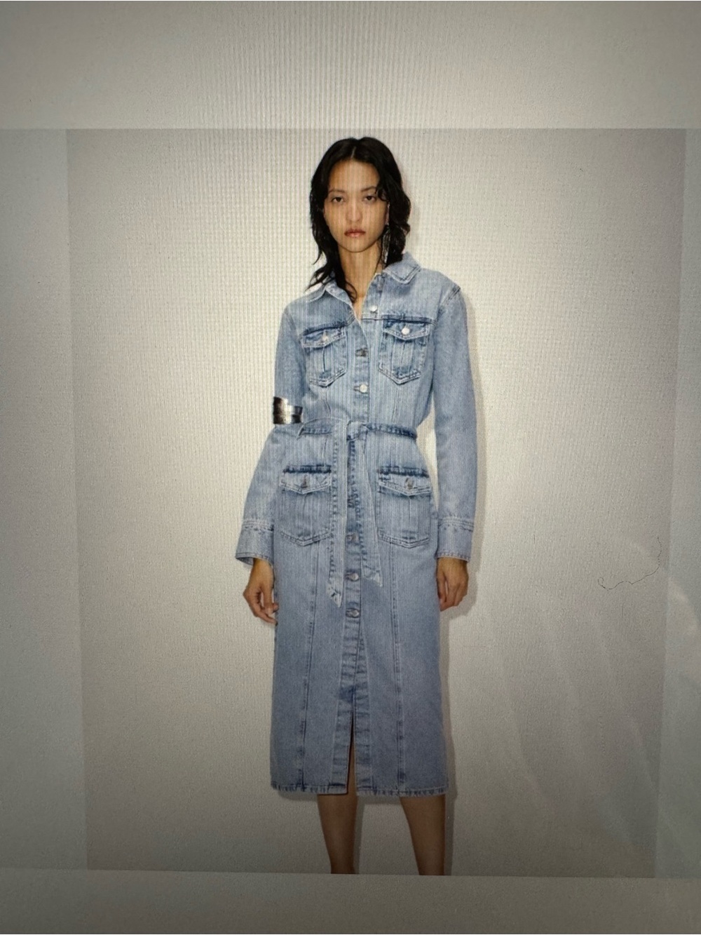 NWOT Zara Denim Maxi Dress with Belt